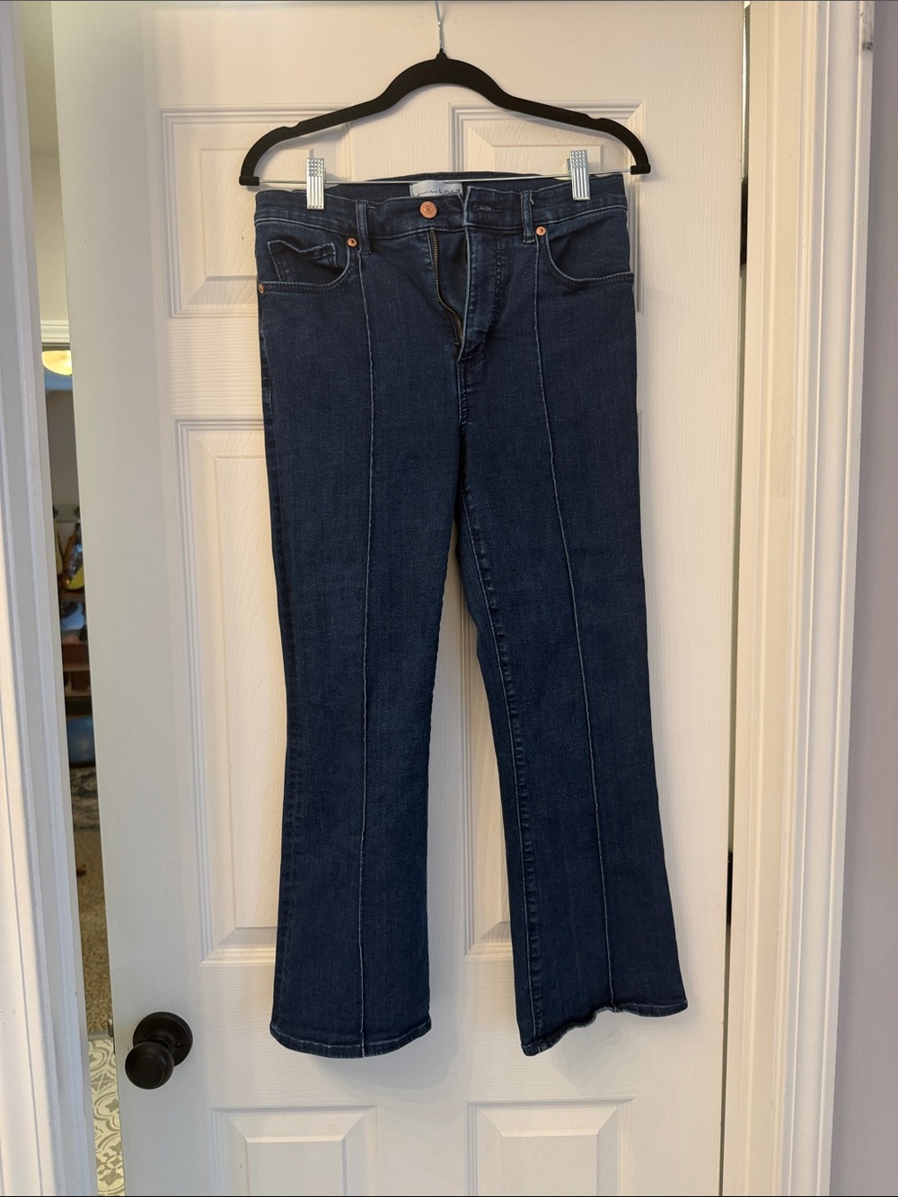 LOFT Indigo Flared Jeans with Vertical Seams